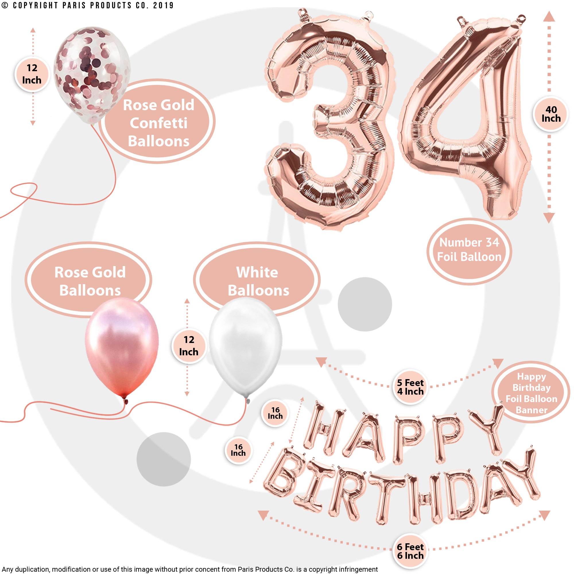 34th Birthday Decorations Birthday Party Supplies 34 Birthday | Etsy