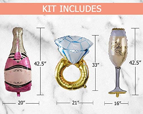PARTY2YOU Bachelorette Party Decorations & GAMES | Bridal Shower Supplies  Kit - Bride Sash, XL Ring Balloon, 2 Rose Gold Curtains, Banner, latex