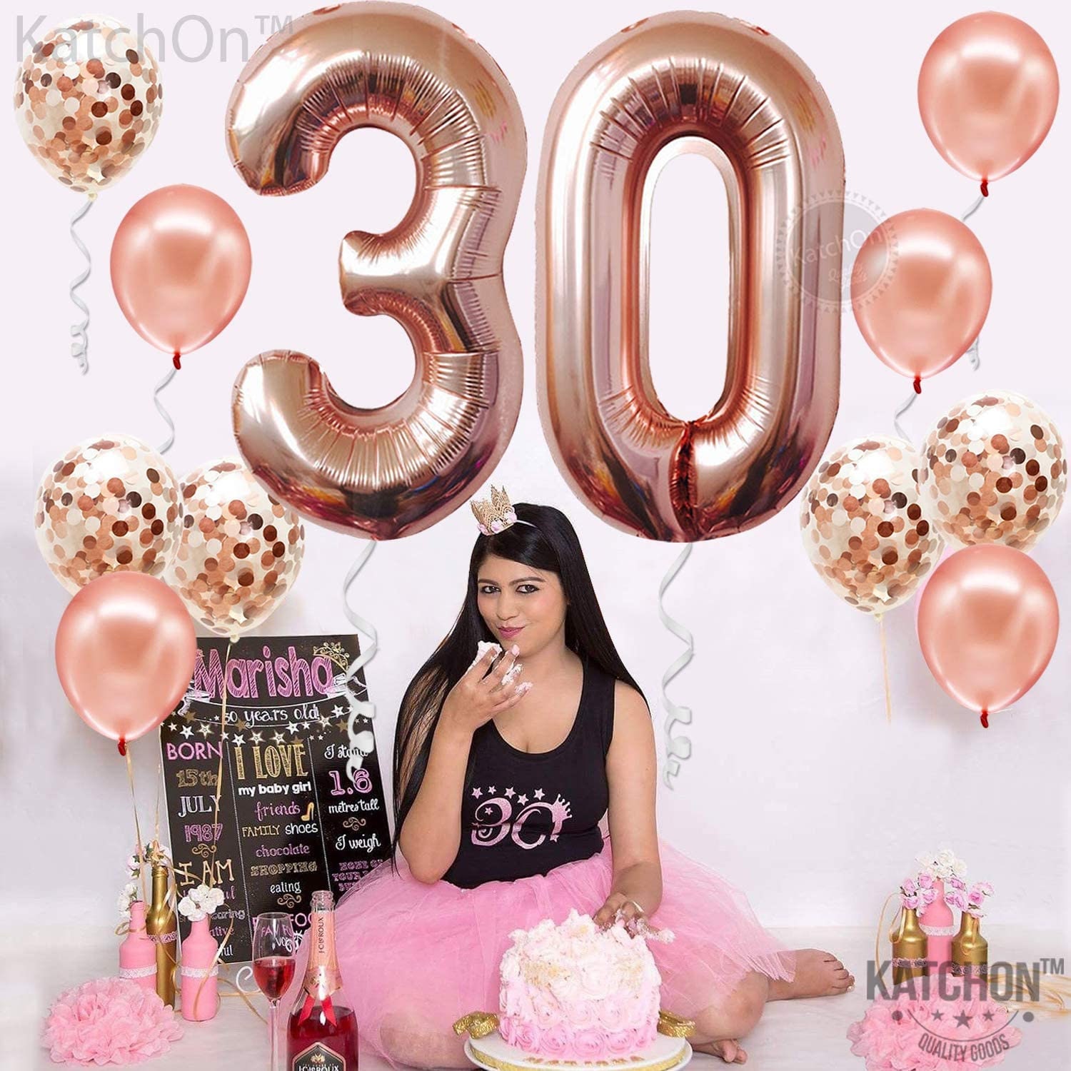 Decoraciones de cumpleaños número 30 para mujer, suministros de fiesta de  globos de 30 cumpleaños de color oro rosa de 40 pulgadas, 94 piezas de