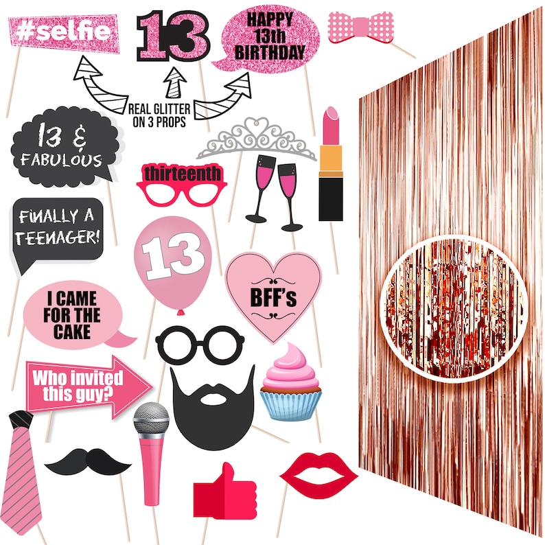 13th Birthday Photo Booth Props Kit for Teenage 13th Birthday - Etsy