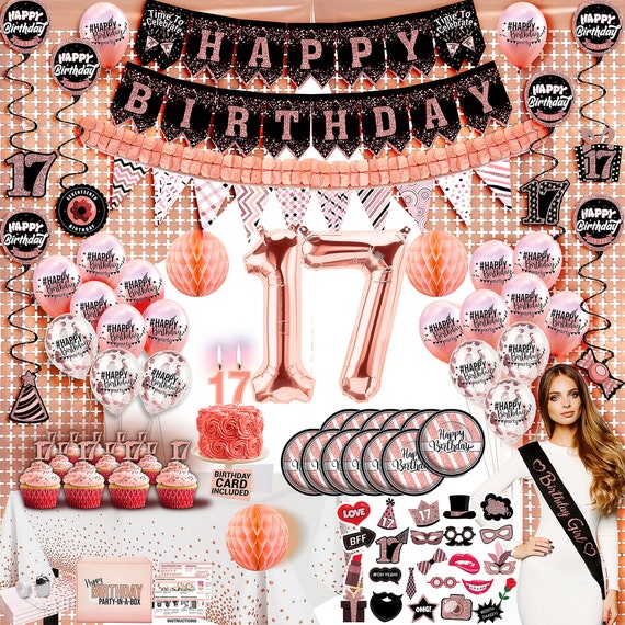 74 Piece Rose Gold 17th Birthday Decorations For Girls, 17 Birthday  Decorations For Girls, 17 Year Old Girl Gift Ideas, 17th Birthday Gifts For  Girls, 17 Birthday Cake Topper, Balloons 17 