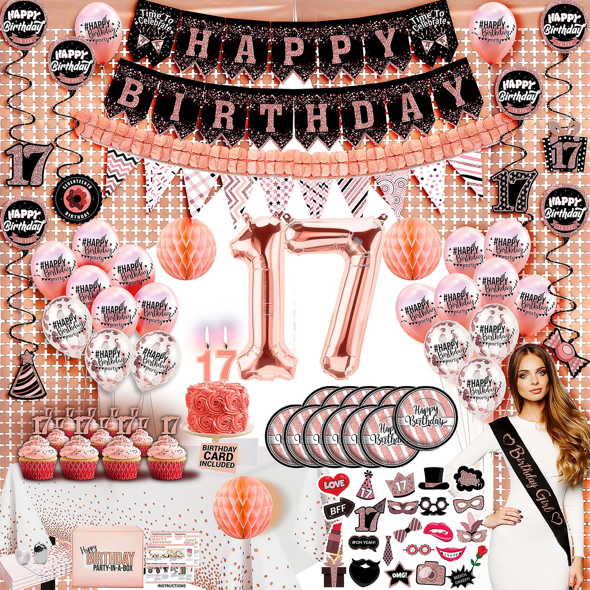 17th Birthday Decorations With Photo Props 17 Birthday Party - Etsy Hong Kong