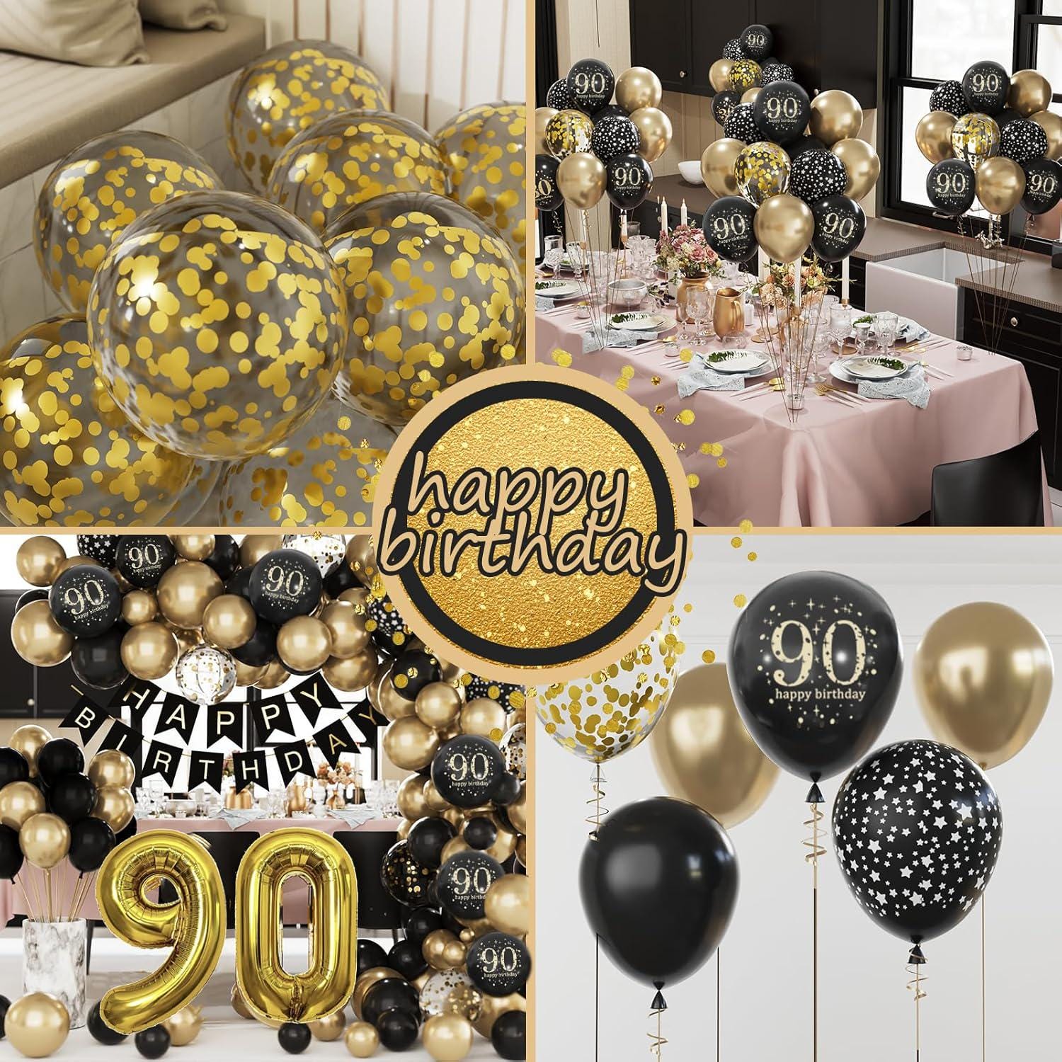 90th Birthday Decorations, Party Supplies, Gold Party Decorations ...