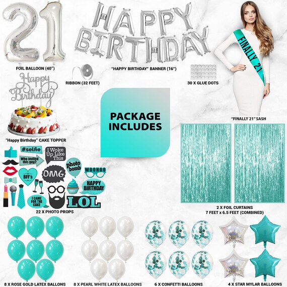 30th Birthday Party Decoration For Girls - 38 Items Combo Set