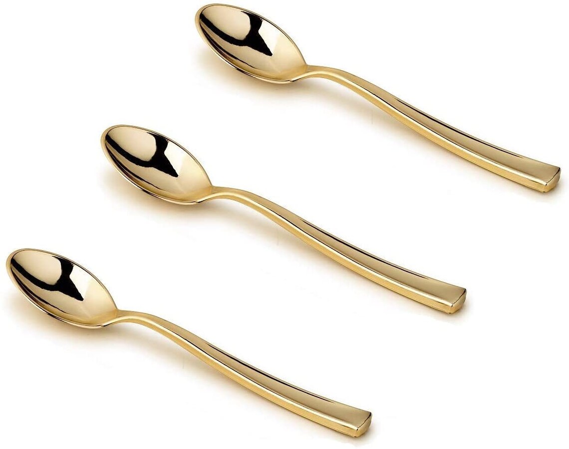 Plastic Gold Mini Spoons Gold Plastic Tasting Spoons 4 inch Etsy