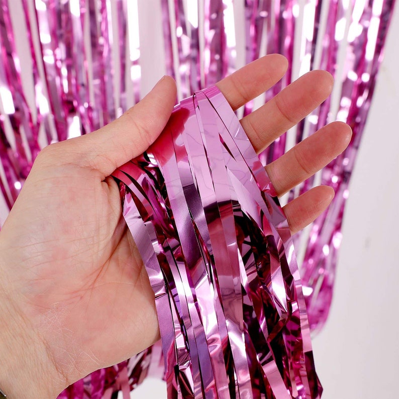 2 Pack Light Pink Metallic Tinsel Foil Fringe Curtains Party Etsy