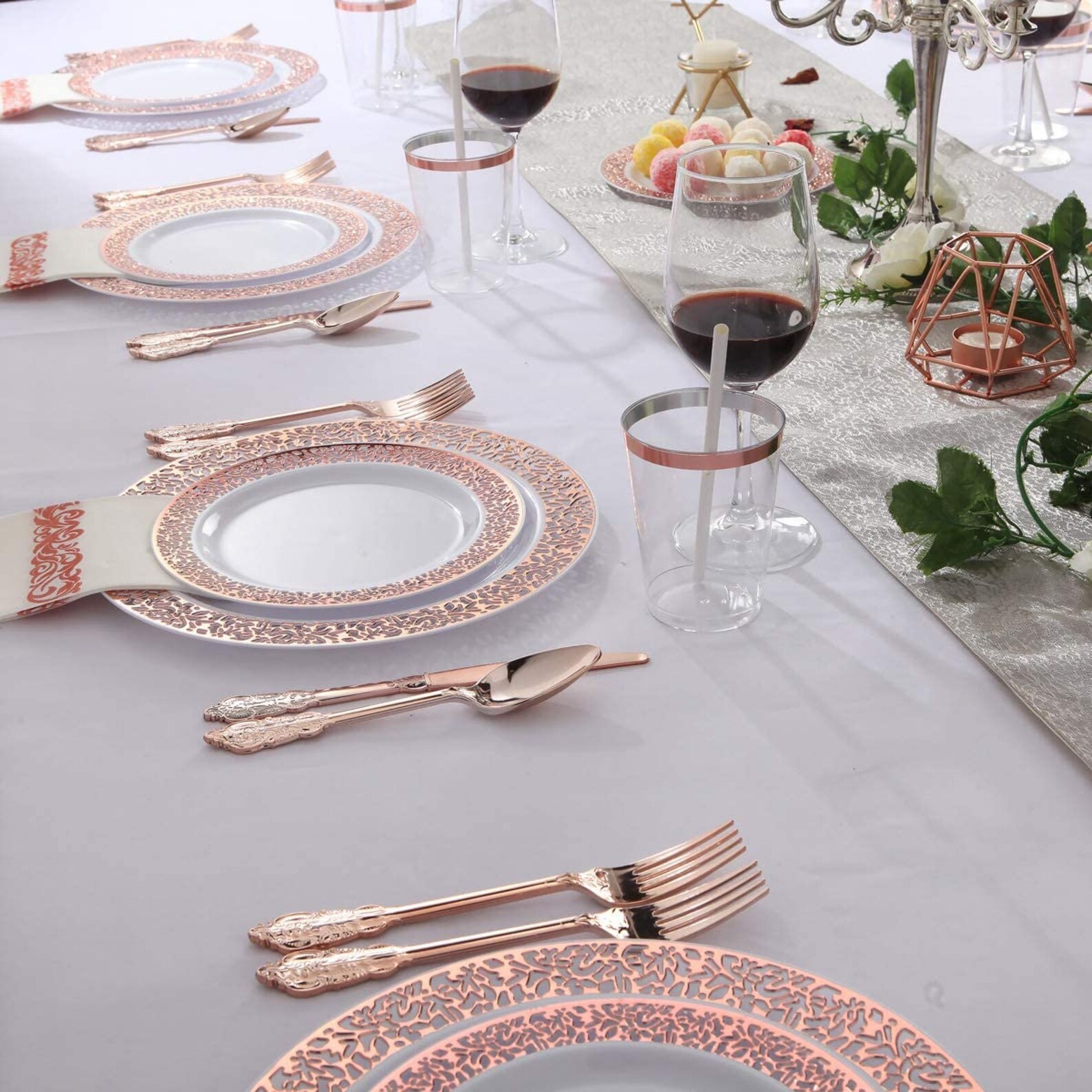 350 Pieces Set Includes 100 Rose Gold Plastic Plates150 Rose Etsy