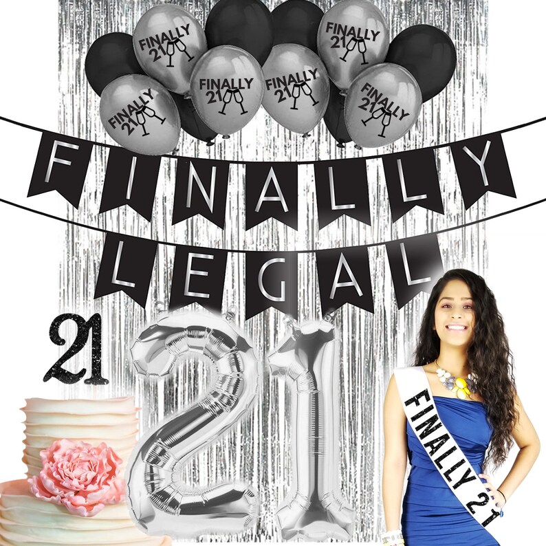 Finally Legal 21st BIRTHDAY DECORATIONS Cake Topper Party Etsy