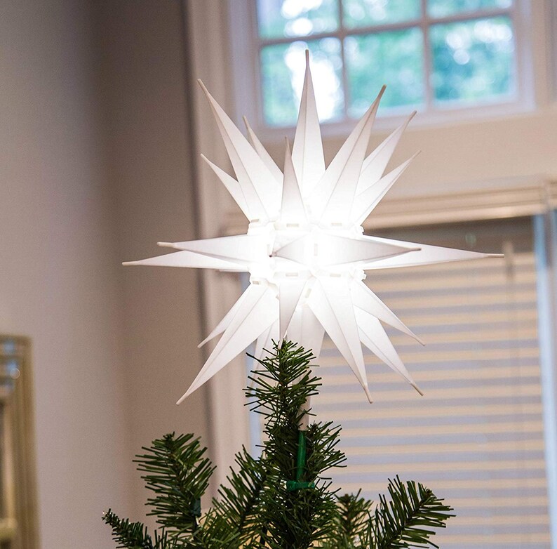Moravian Star Tree Topper Beautiful Bright White 3D Lighted | Etsy