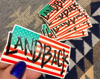 3in “LAND BACK” EMBOSSED sticker
