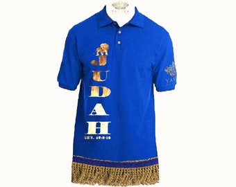 Tribe of Judah Gold Text, Polos with Fringes, Multicolors Available. XS-6XL.  Explore Now!