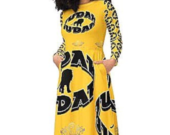 Judah Tribe All-over print long sleeve midi dress Multiple Color Available. EXPLORE NOW!