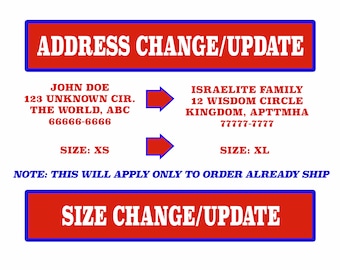 Address Update or Size Exchange: XS-5XL