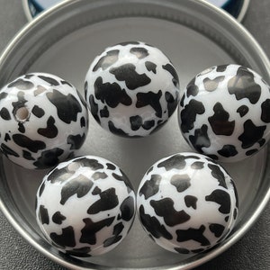 COW PRINT Black White 20 mm 20mm 5 pack ESP816 bubblegum chunky wholesale acrylic bubble gum bead gumball beads crafting supplies loose Bild 2