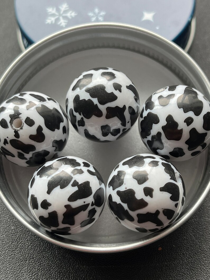 COW PRINT Black White 20 mm 20mm 5 pack ESP816 bubblegum chunky wholesale acrylic bubble gum bead gumball beads crafting supplies loose Bild 2