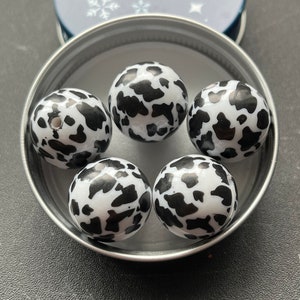 COW PRINT Black White 20 mm 20mm 5 pack ESP816 bubblegum chunky wholesale acrylic bubble gum bead gumball beads crafting supplies loose Bild 1