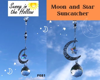 MOON and STAR Brown Theme Suncatcher Sun Catcher F681 secret santa friendship gift ying yang congratulations housewarming good luck gift