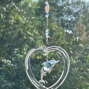 DOLPHIN Suncatcher SKY BLUE Crystal LD901 silver sun catcher ornament beach house retirement moving south congratulations dangle image 4