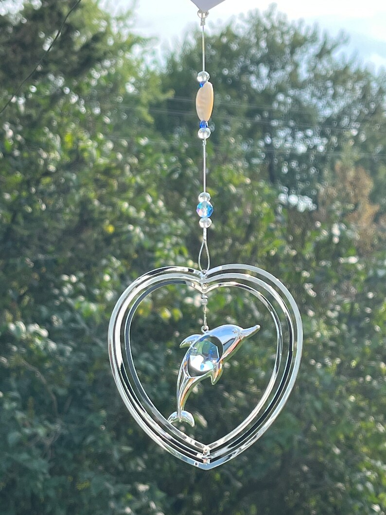 DOLPHIN Suncatcher SKY BLUE Crystal LD901 silver sun catcher ornament beach house retirement moving south congratulations dangle image 4