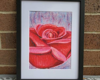 Oil Pastel Red Rose Etsy