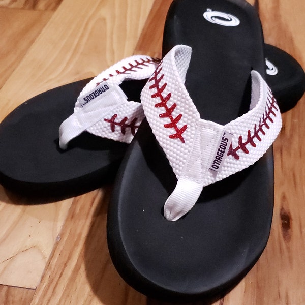 baseball flip flops - baseball sandals - summer shoes - baseball mom flip flops, baseball gift