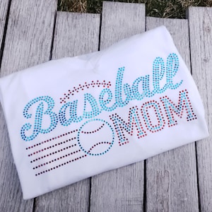 Baseball Mom shirt, Rhinestone Baseball shirt, baseball shirt, Game day tee, Baseball gift, Sparkle baseball tee