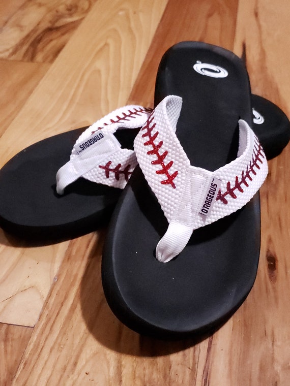 etsy baseball flip flops