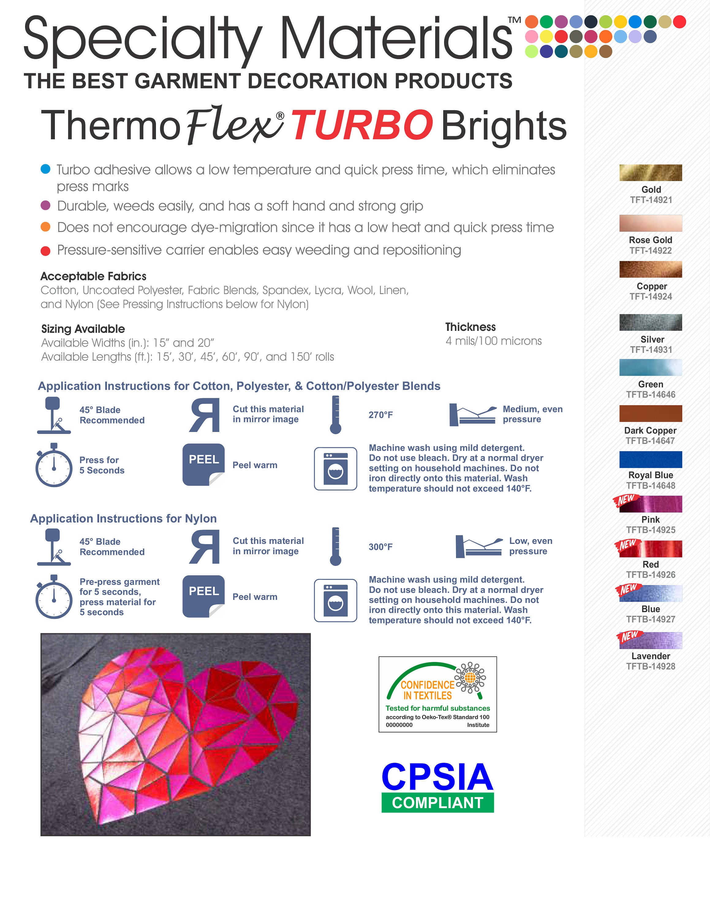 15 Thermoflex Turbo Brights Nylon HTV Dye Blocking Etsy