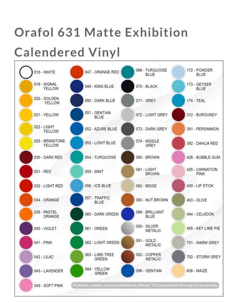 Oracal 631 Removable Stencil Vinyl 61 COLORS Wall Decal Etsy