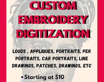 Custom Embroidery digitizing/Logo Digitizing/Machine Embroidery Design/Custom Logo Digitizing/Embroidery Digitize/Custom Pattern/Convert Pes