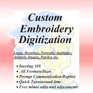 Custom Embroidery digitizing,Logo Digitizing,Machine Embroidery pes file,embroidery logo,Image digitizing embroidery service,Custom digitize image 1