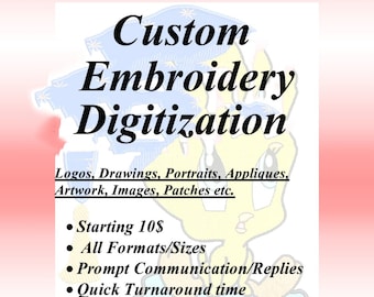 Custom Embroidery digitizing,Logo Digitizing,Machine Embroidery pes file,embroidery logo,Image digitizing embroidery service,Custom digitize