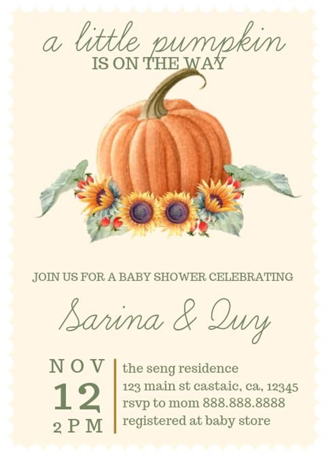 A Little Pumpkin is on the Way Baby Shower Invitation Etsy UK