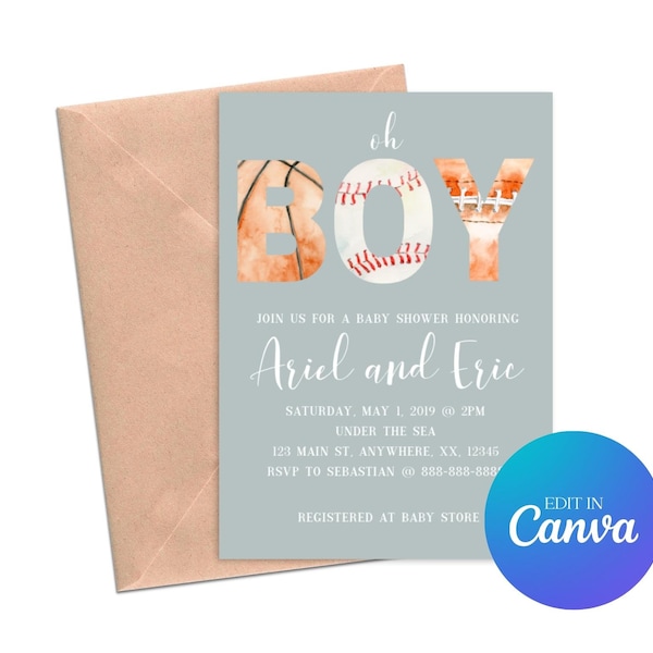 Sports Theme Baby Shower Invitations Etsy