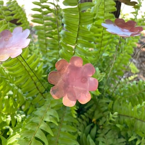 Copper Metal Flower Bouquet: Garden Plant Stakes, Yard Art (Set of 6)