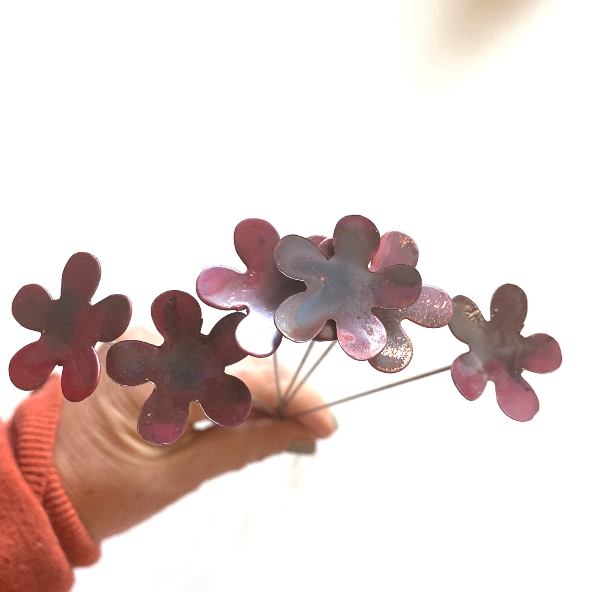 Set of 6 Small Copper & stainless flower stick for painting, enamelin…