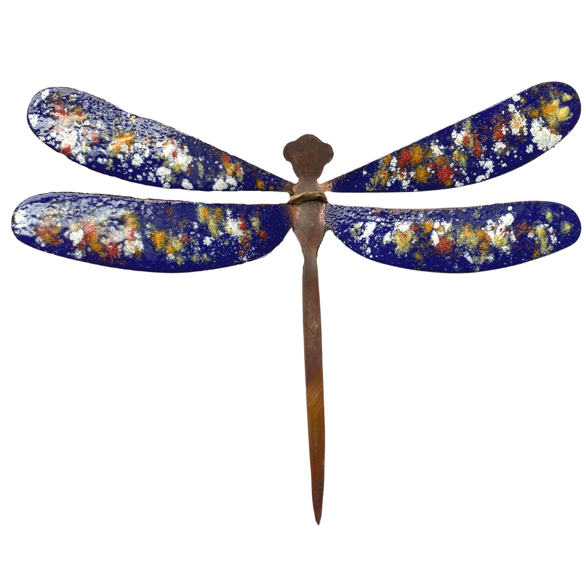 Large Enamel and Copper Dragonfly Garden Stake Etsy