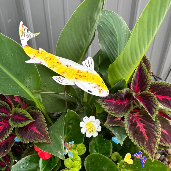 タンポポの金縁プレート Copper Enamel Koi Garden Stake: Metal Yard Art Decor - Etsy