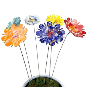 Set of 6 Extra Large Copper Enamel Flowers