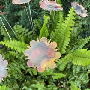 Copper Metal Flower Bouquet: Garden Plant Stakes, Yard Art (Set of 6)