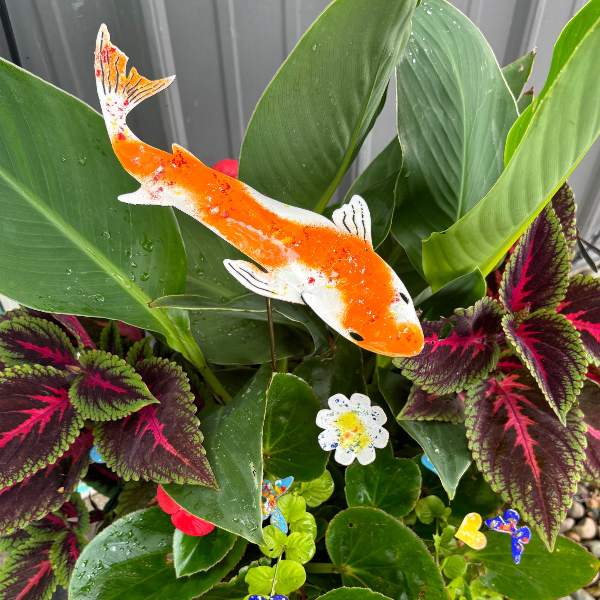タンポポの金縁プレート Copper Enamel Koi Garden Stake: Metal Yard Art Decor - Etsy