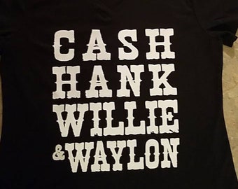 Items similar to Cash, Hank, Willie & Waylon Shirt // Country Concert ...