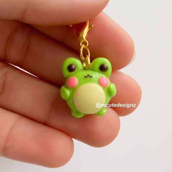 Kawaii Frog Charm Chubby Frog Gifts Cute Polymer Clay Charms 