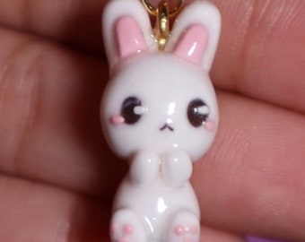 Bunny Charm - Polymer Clay Handmade Easter Gifts - Kawaii Cute Jewelry Animals - Rabbit