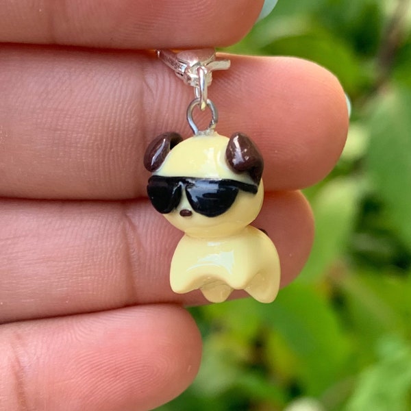 Cool Puppy with Sunglasses - Polymer Clay Handmade Kawaii Gifts - Cute planner charm stitch marker