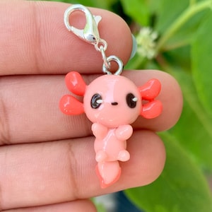 Kawaii Axolotl Charm - Polymer Clay Handmade Gifts - Planner Charm - Stitch marker