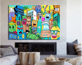Colorful Graffiti Canvas Print: Pop Art, Modern Wall Decor