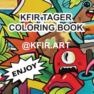 KFIR TAGER Iconic Graffiti Style Coloring Book, Gift For Boys, Printable Coloring Book for Children, Digital Download PDF, 10 pages