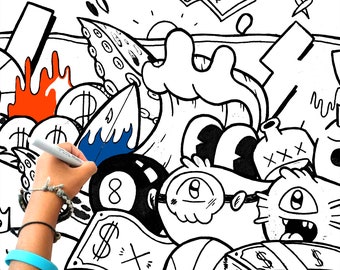 Download Graffiti Coloring Etsy