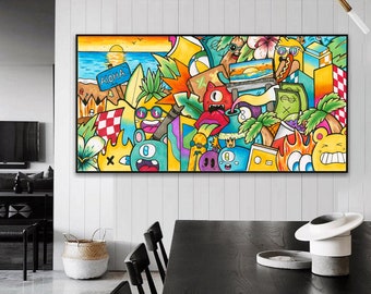 AB575 Colourful Retro Apple Modern Abstract Canvas Wall Art Large Picture Prints 
